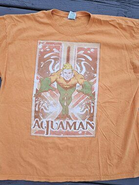 Aquaman DC Comics Men's 2XL Orange Graphic T-shirt